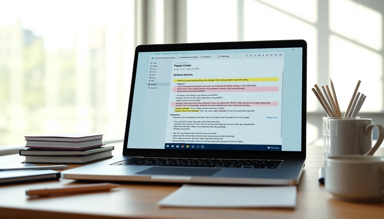 Analyze plagiarism with our intuitive plagiarism checker tool on a modern laptop display.