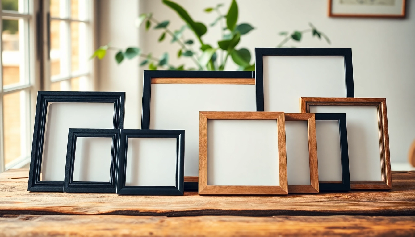 Showcasing modern design picture frames in an inviting setup with natural elements.