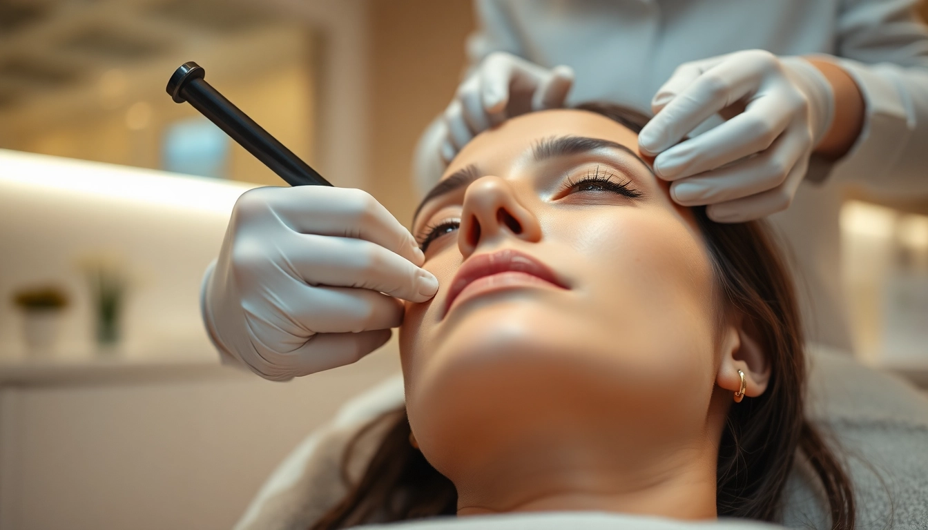 Behandlung zur Faltenreduktion mit Botulinumtoxin in einer modernen Klinik.