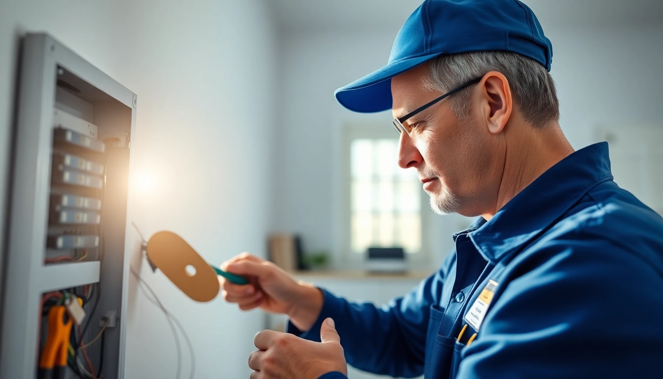 Electrician providing expert Electrical Service during a circuit panel inspection.