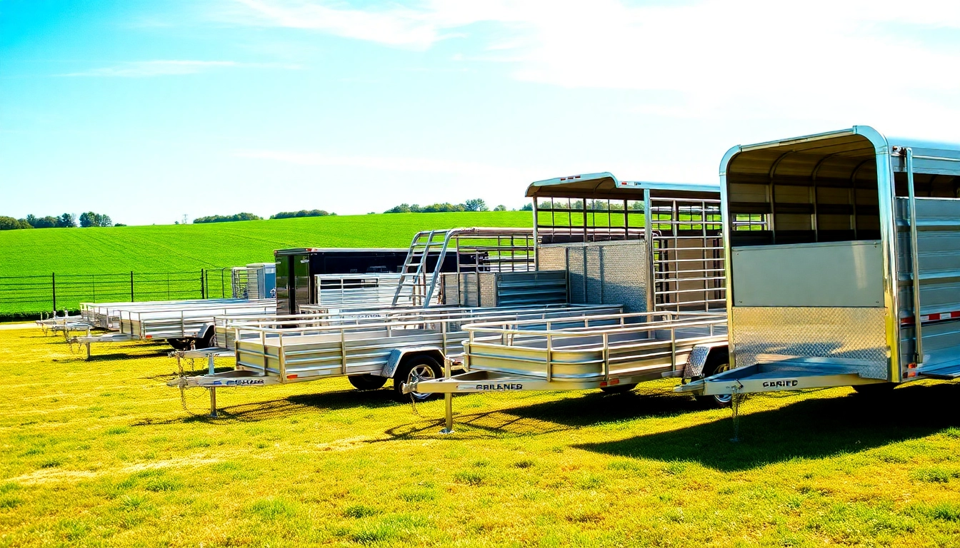 Find a variety of trailers near me in a vibrant outdoor setting, showcasing multiple types and features.