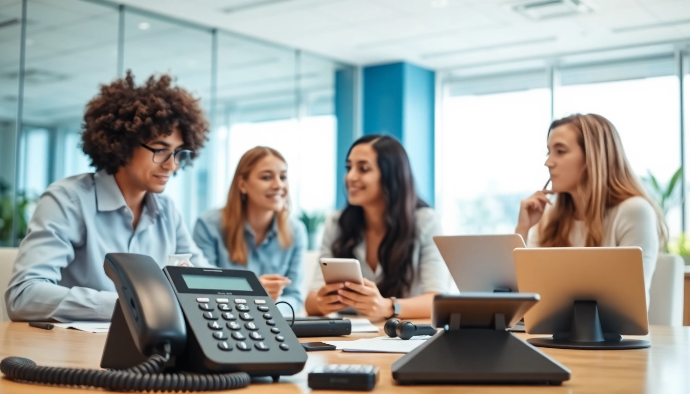 Enhance your Telephone Data Collection process with a professional team interacting in a modern office.