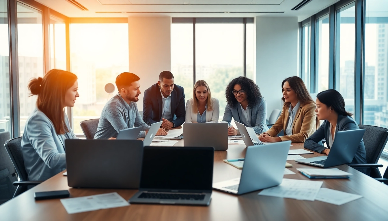 Collaborative team strategizing amazon business wholesale procurement in a modern office setting.