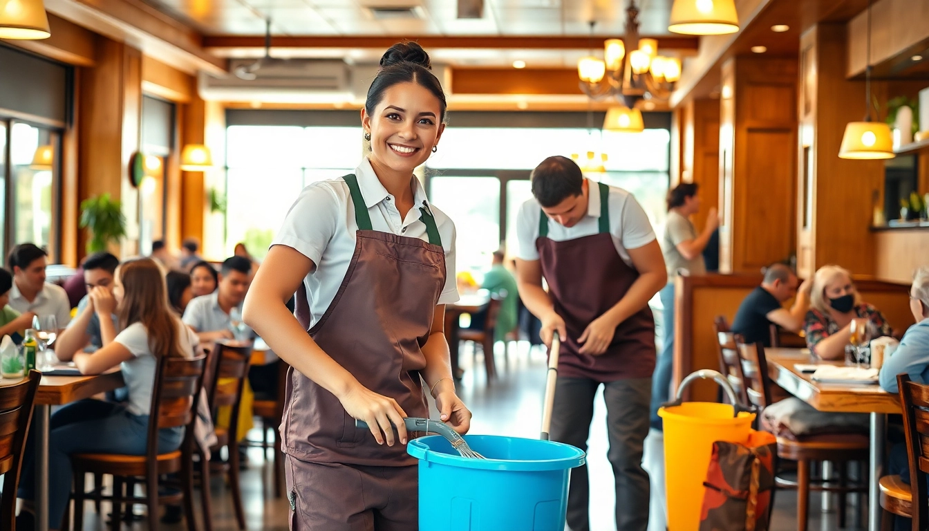 Engaging Restaurant Janitorial Cleaning service showcasing a professional staff member in action.