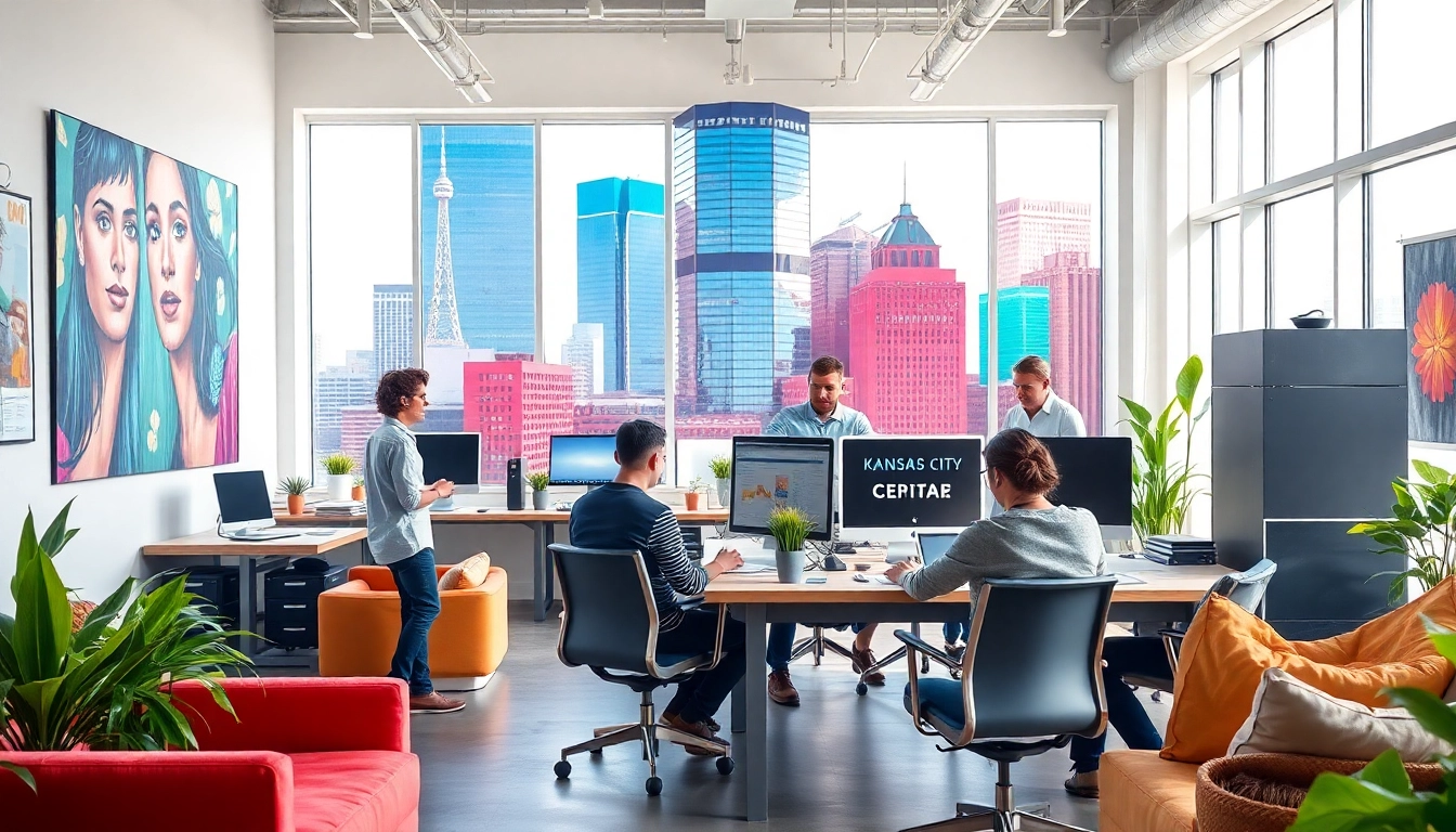 Showcase of Kansas City web design companies collaborating in a vibrant studio environment.